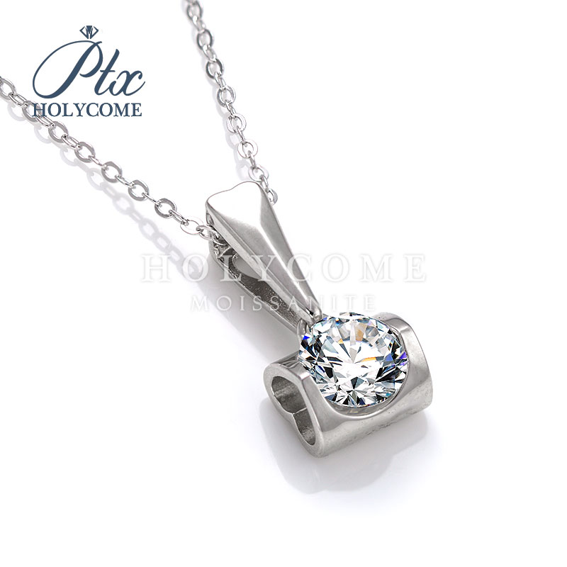 Angel Kiss Design Moissanite Pendant D VVS Diamond Factory Price 1CT Silver 925 Round Brilliant Cut Woman Pendant Moissanite Necklace for Women