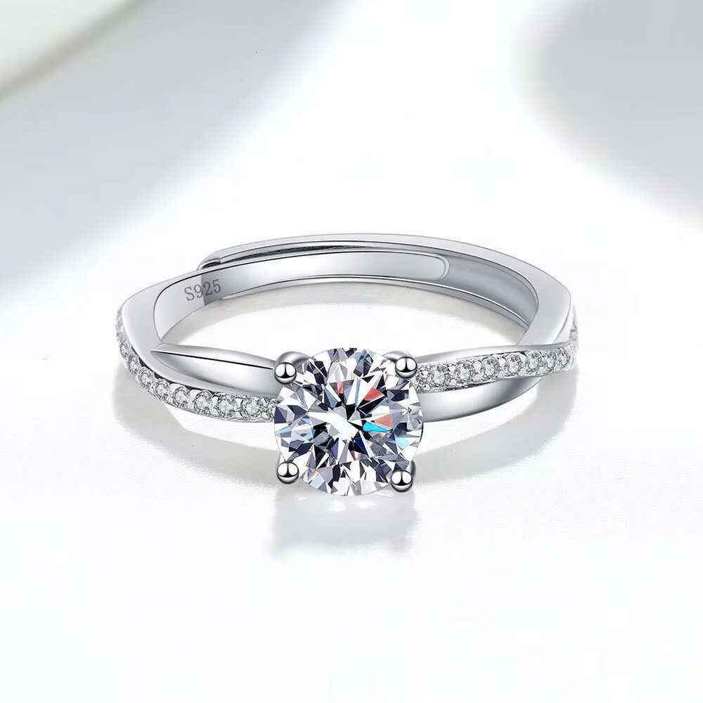 6.5mm 1ct Excellent Cut Round Moissanite Diamond Ring Gold Plated Wedding Ring