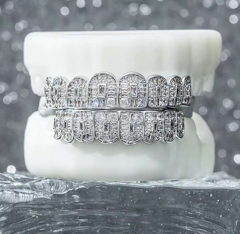 Custom Made Personalized VVS Moissanite Diamond Dental Grills Mens Hip Hop Jewelry 925 Sterling Silver Iced Out Grillz for Teeth