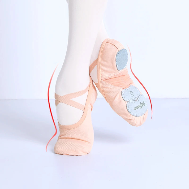 Professional Ballet Shoes Soft Three Split Sole Women Girls Ballerina Dance Shoes Stretch Fabric Mesh Splice Ballet Slippers 250528
