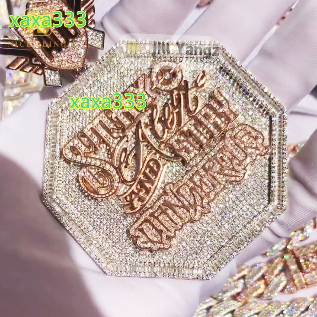 Custom Moissanite Pendant Iced Out Jewelry Gold Plated VVS Moissanite Diamonds Cuban Chain 3D Custom Name Hip Hop Letter Pendant