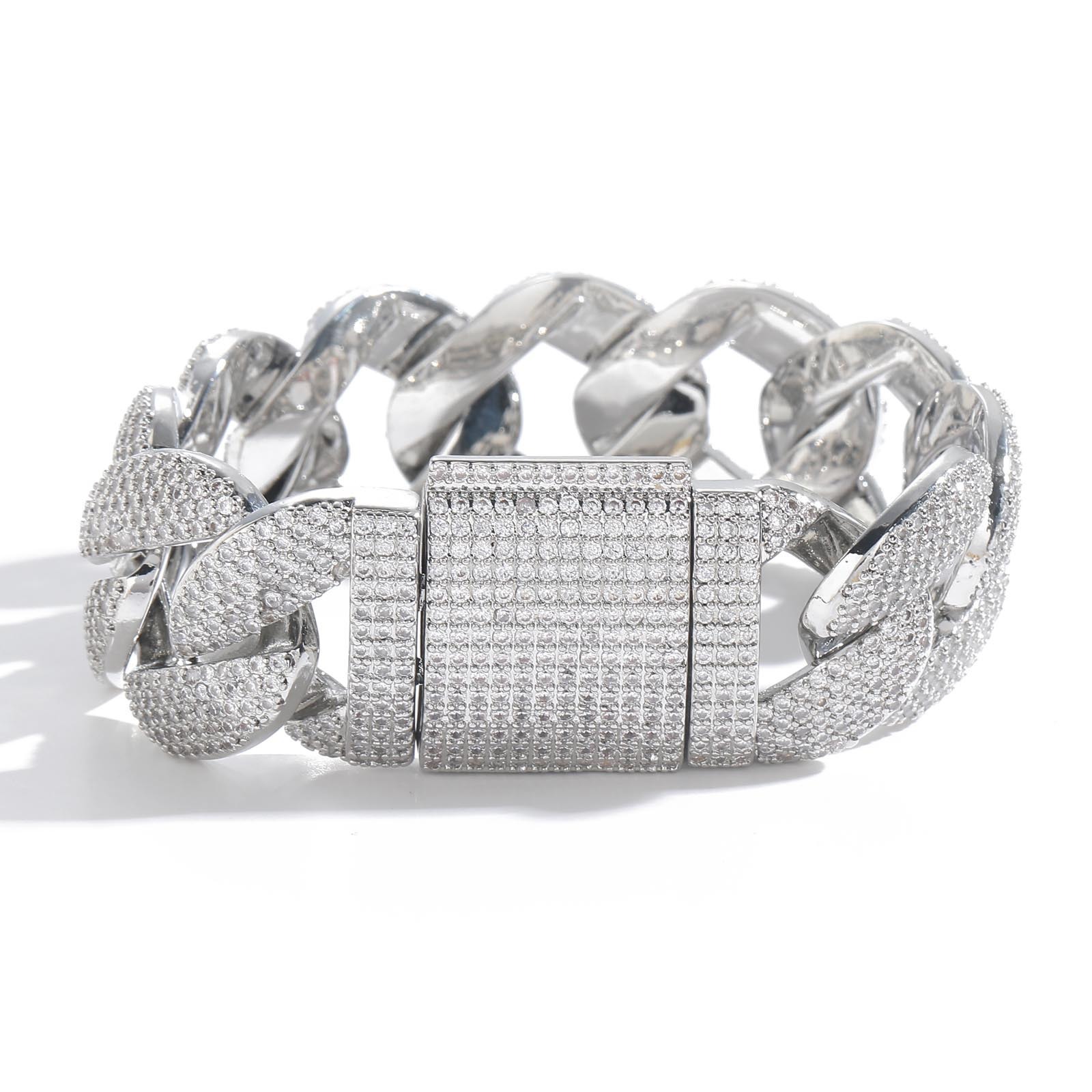 Hip Hop Bracelet 22mm Wide Bubble Cuban Chain 5 Row Diamond Personality Bold Trendy Moissanite Mens Bracelet moissanite