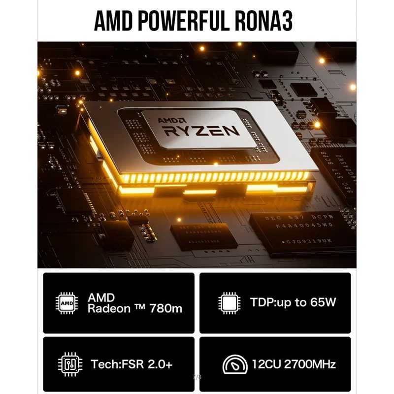 GMKtec Mini Pc GMK K6 AMD R7-7840HS NUCBOX Design of dual fan system Window 11 Pro AMD Radeon 780M T ype-C Thunderbolt 4.0 X250602