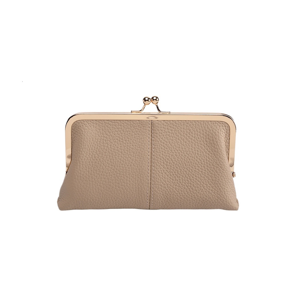 designer European and American Retro Clasp Bag for Banquet and Ball, Women's Genuine Leather Clutch with Lychee Texture, Simple and Fashionable B