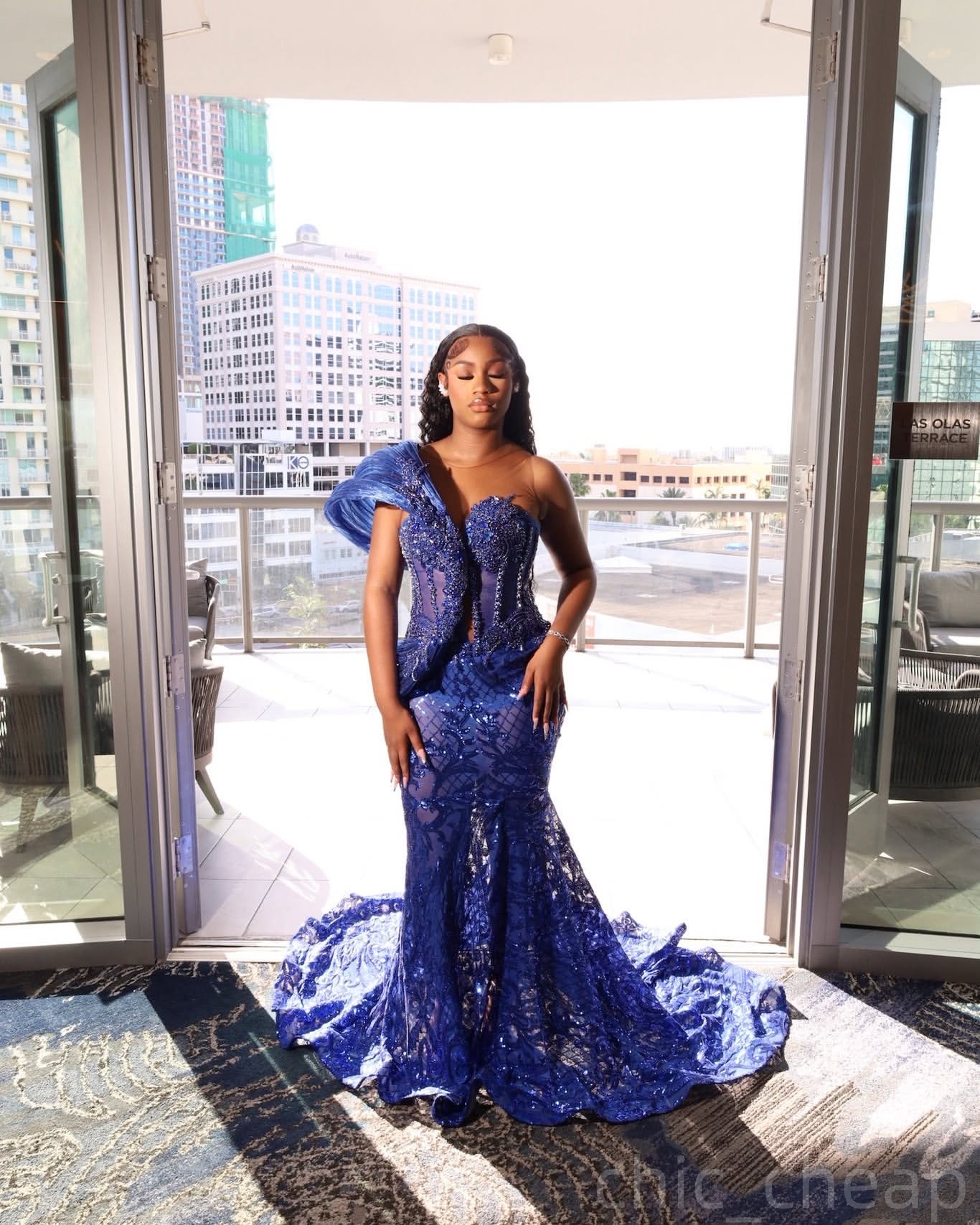 Royal Blue Mermaid Prom Dresses 2025 Crystals Sequined Sheer Neck Evening Formal Party Second Birthday Engagement Gowns Plus Size Dress For Special Oc