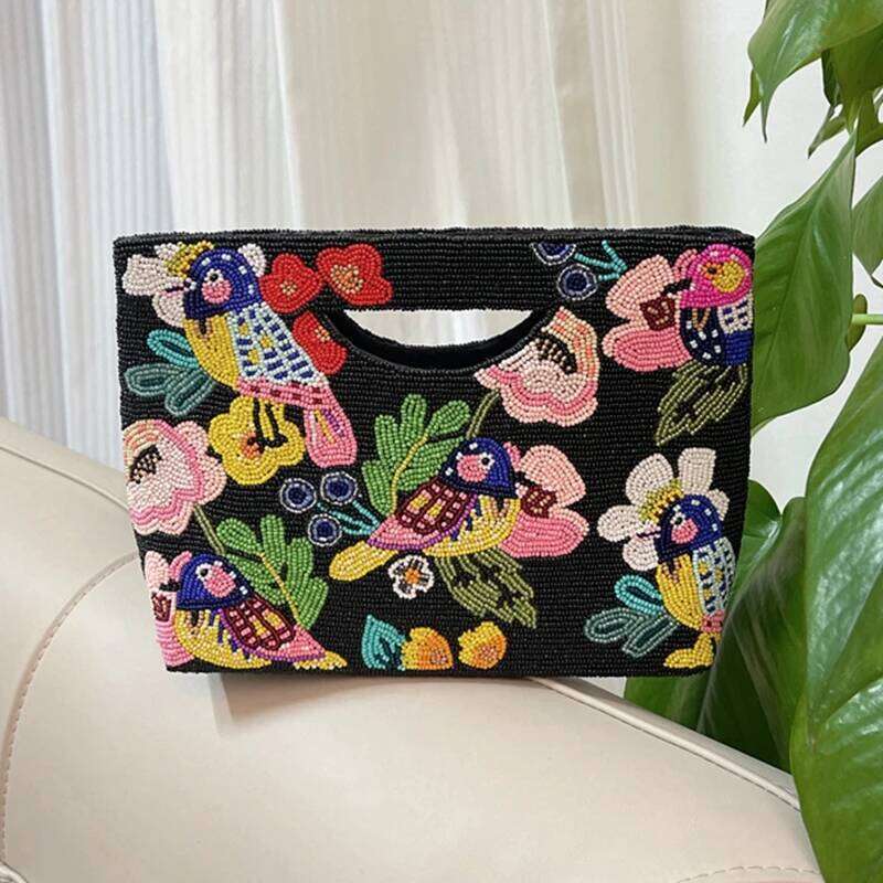 OLOEY DOYUTIG Brand Women's Indian Beaded Handbag Retro Handmade Mini Totes Lady Embroidery Bead Evening Bags Wedding Party Bag N029