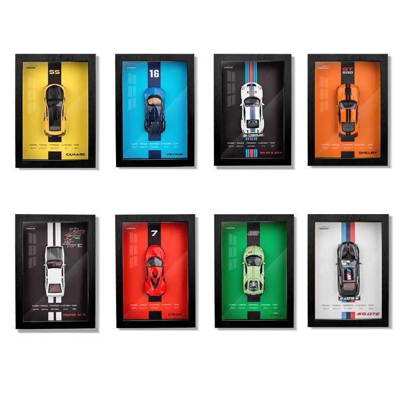 1 32 911 LP780-4 VEYRON Camaro AE86 Lykan photo frame hanging painting alloy car model 3D stereoscopic collection Free shipping
