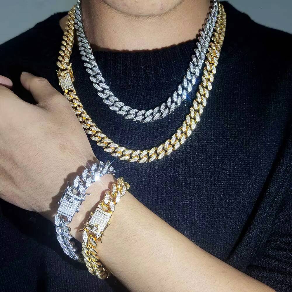 Cadena Cuba Gold Plated Iced Jewelry Miami Cuban Chain Necklace