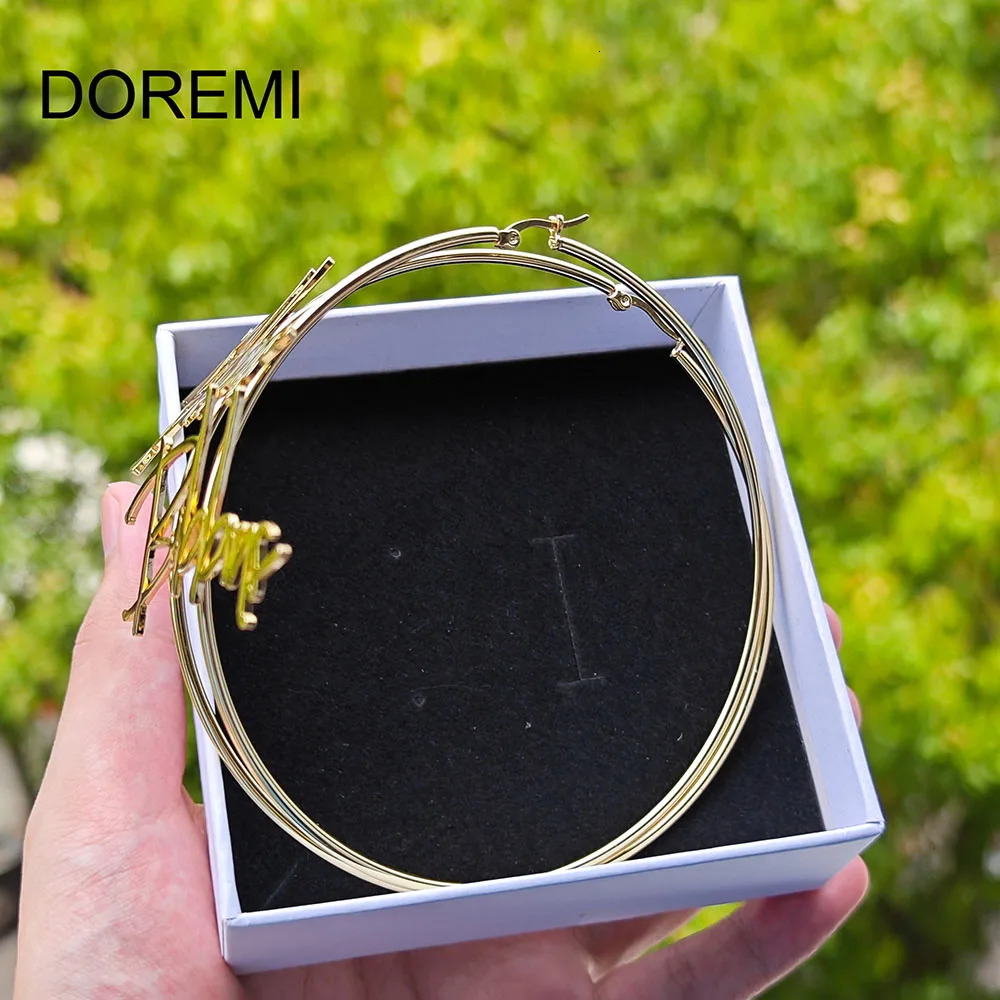 DOREMI Custom Name Earring With Stainless Steel Letter Round Drop Name Custom Name Earrings Female Anti-allergy Jewelry 250529