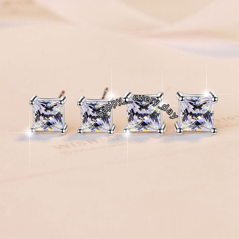 Fine Jewelry Womens Earrings GRA Certified Princess Cut Syntactic Diamond VVs1 Moissanite S925 Sterling Silver Stud Earrings