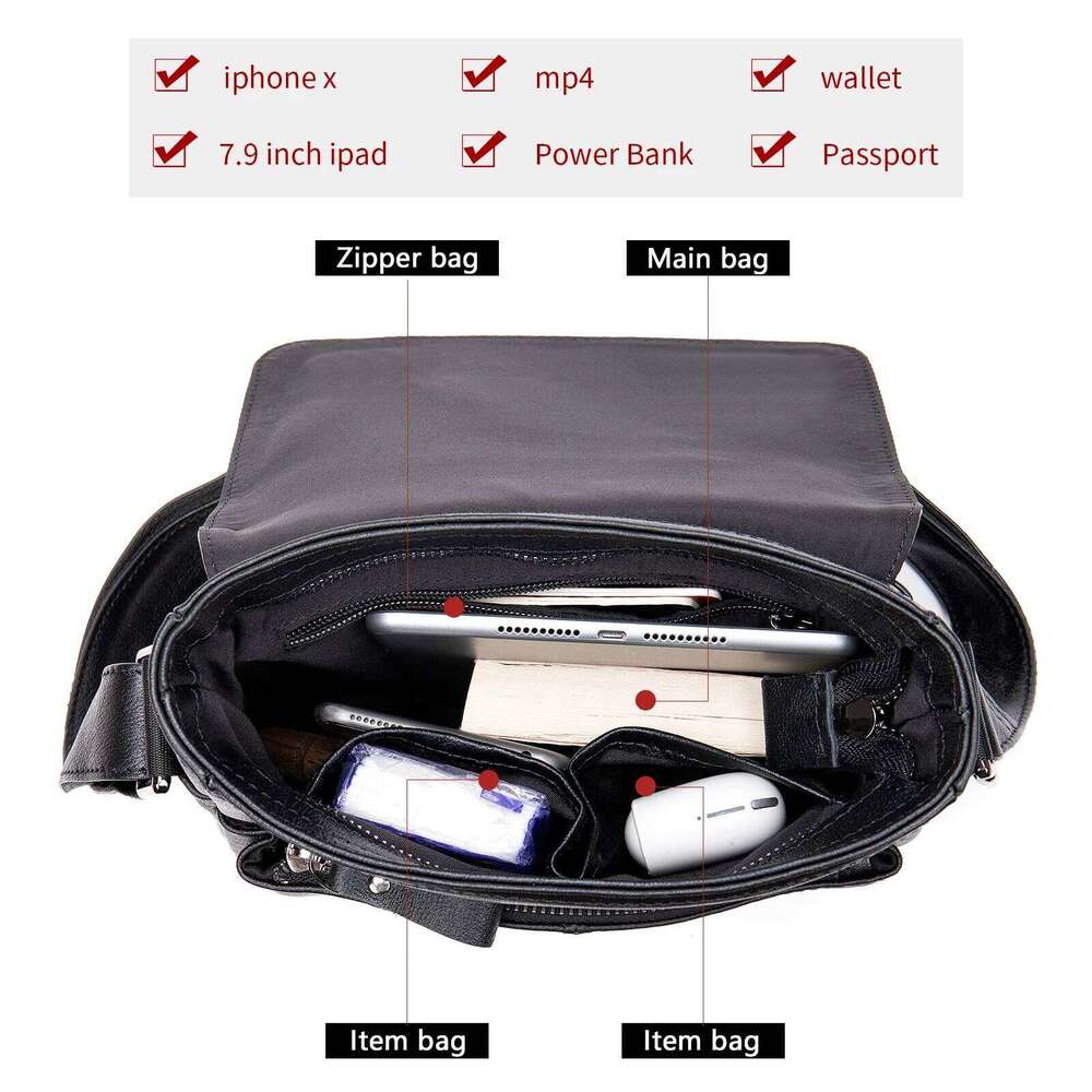 WESTAL Designer Satchel Men's Shoulder Bags Handbag Men Leather Man Messenger Bag