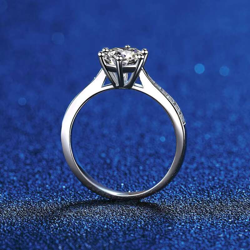 Classic Moissanite Ring S925 Sterling Silver Advanced Temperament Genre Classic Moissanite Ring