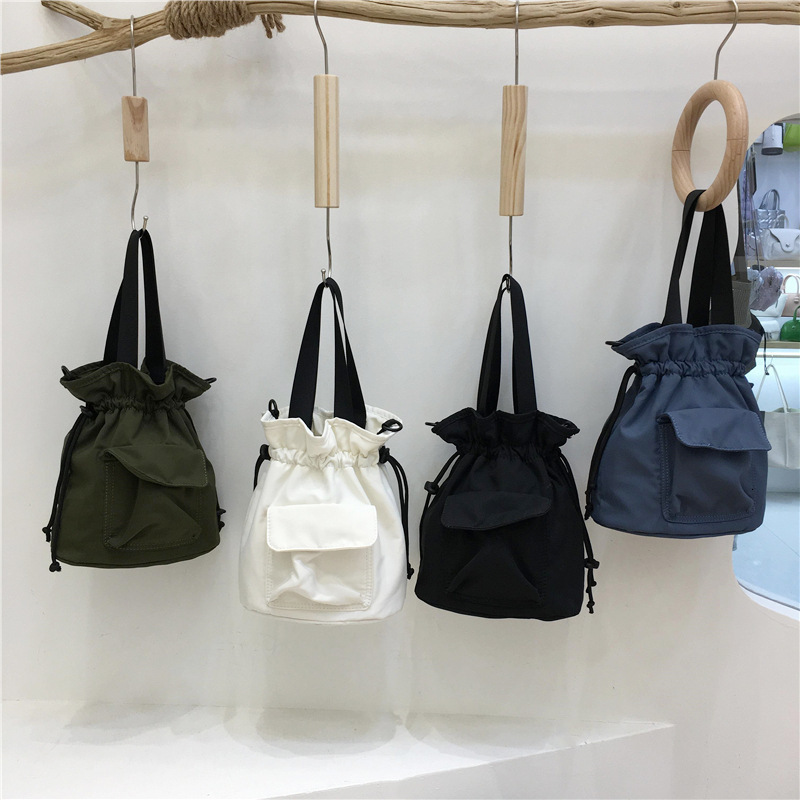 This Season 2023 New Nylon Fabric Drawstring Bucket Lightweight Versatile Casual Bag