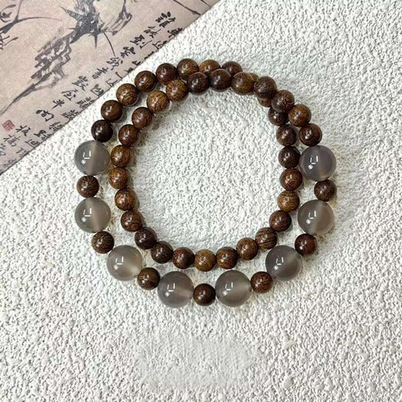 Half City Landscape New Chinese Gold Thread Beaded Sandalwood Double Layer Ancient Style 2024 Versatile Bracelet designer bag