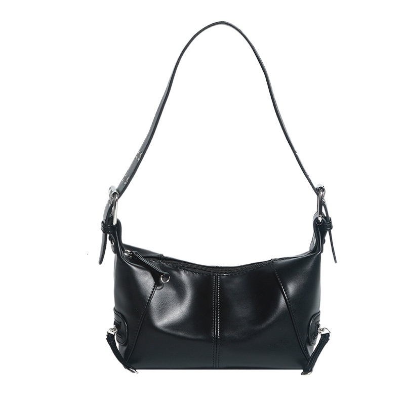 designer European and American Retro Motorcycle Bag for Women, Internet Celebrity Fashion Personality Shoulder Bag, Niche Design Handbag, Underarm Bag