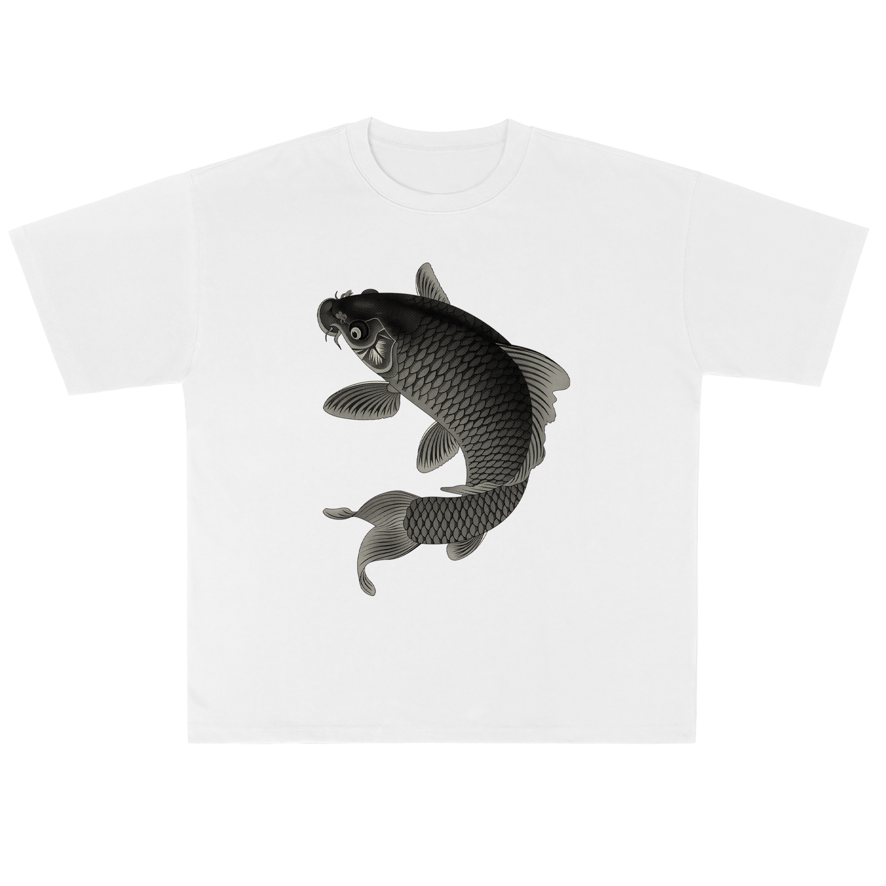 T-shirt men's top designer cotton T-shirt koi fish short sleeved clothing high-quality fashionable T-shirt