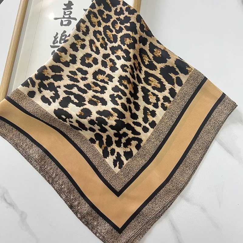 68cm Leopard Print Scarf Womens Spring and Summer New Imitation Silk Scarves Fashion Versatile Headscarf Scarf Shawl W250602