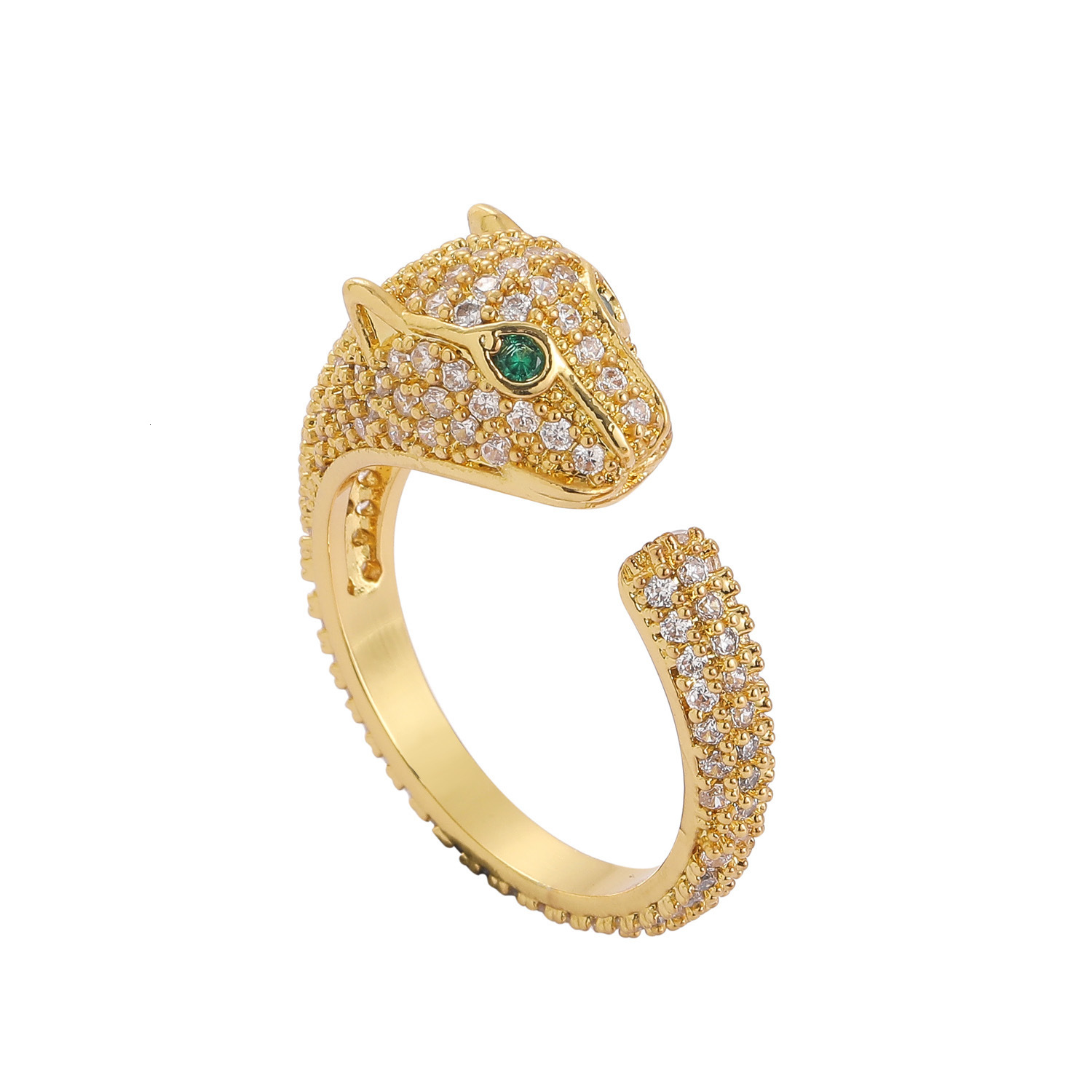 New Hip Hop Mens Leopard Ring Micro Inlaid Moissanite Personalized Open End Ring Jewelry moissanite