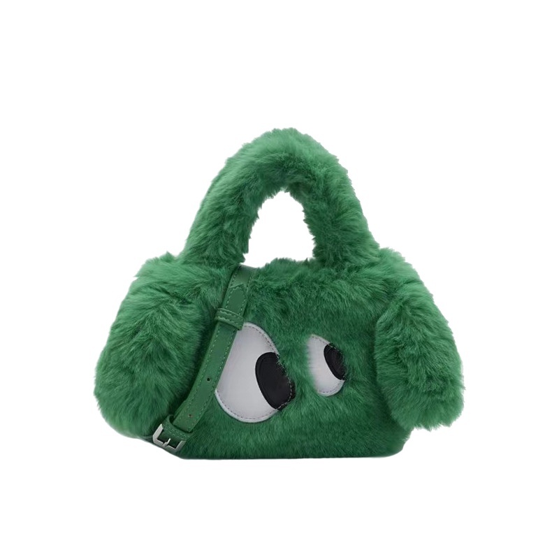 designer Autumn Winter Furry Bag for Women 2025 New Big Eye Puppy Handbag Cute Girl Plush Crossbody Bag Women's Bag