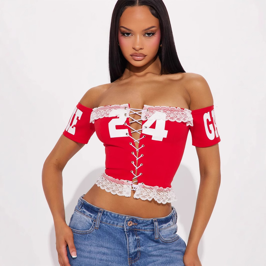 Designer T Shirt Summer New Cross Border European And American Slim Fit Printed Street Sexy Spaghetti Strap Backless Lace Vest Top Essentials Summer D
