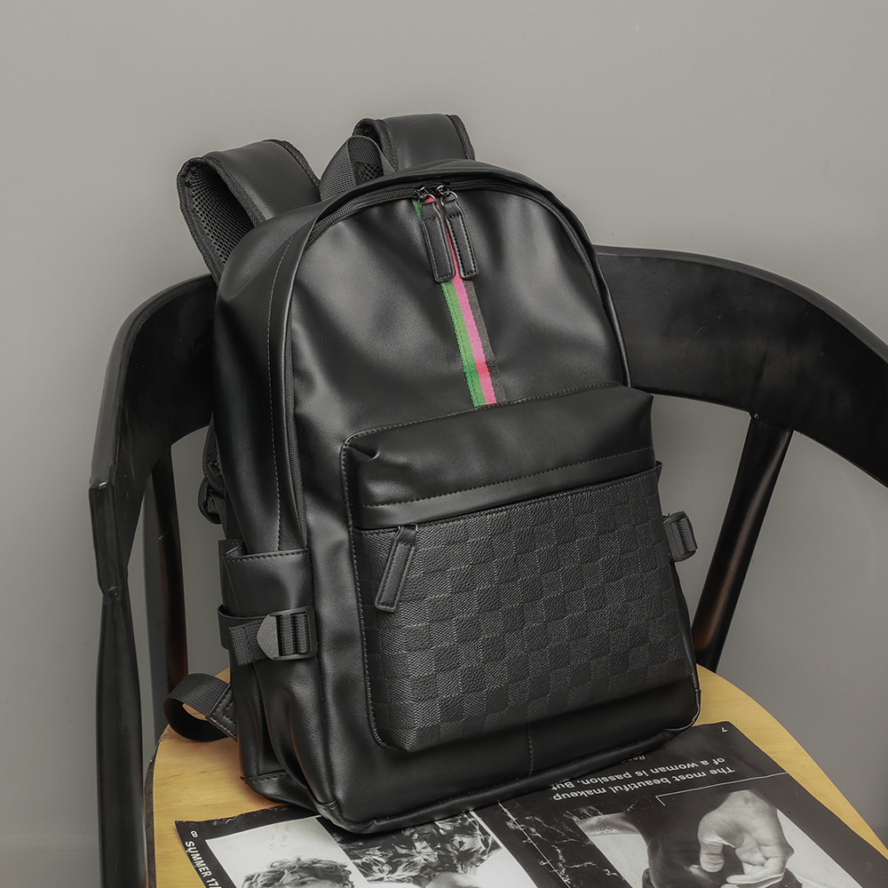 Free Shipping Outdoors In Stock Wholesale New Korean Style Men's Backpack Fashion Style Designer Bag Leather Student School Bag Men's Bag Fa
