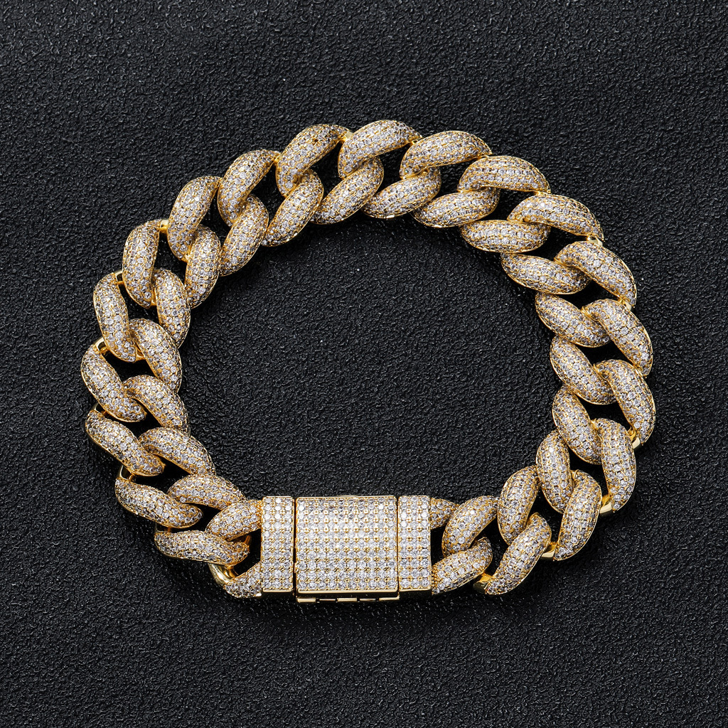 Hip hop Bracelet 15mm bubble inlaid Moissanite CUBAN CHAIN personality fashion brand mens hip hop Bracelet moissanite