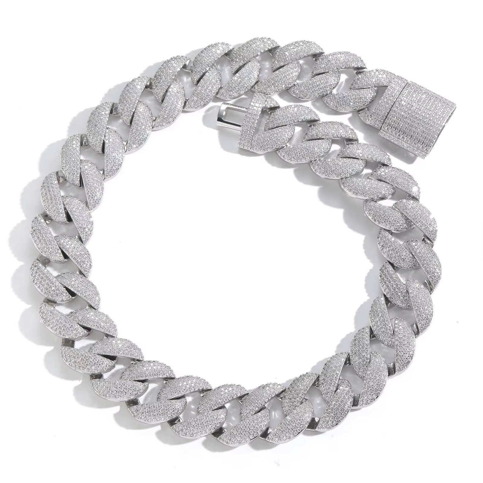 Hip-hop 22mm Wide Bubble 5 Row Drill Cuban Necklace Fashion Jewelry Punk Women Man Rapper Chain