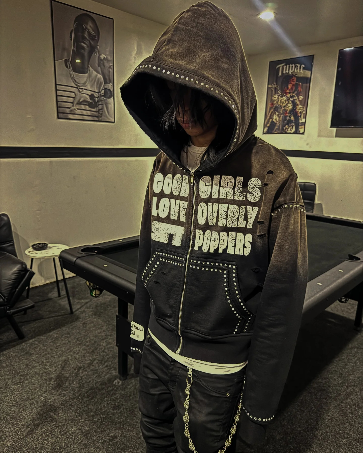 Retro Hoodie Y2K Clothes Mens Harajuku Gothic Hip Hop Letter Graphics Distressed Retro Oversized Hoodie Sweatshirt Zip Up Jacket 250529