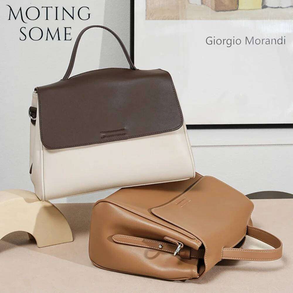 Leather Bag Women's 2024 New Commuter Tote Bag, Versatile Niche High-End Large-Capacity Shoulder Handbag 250514