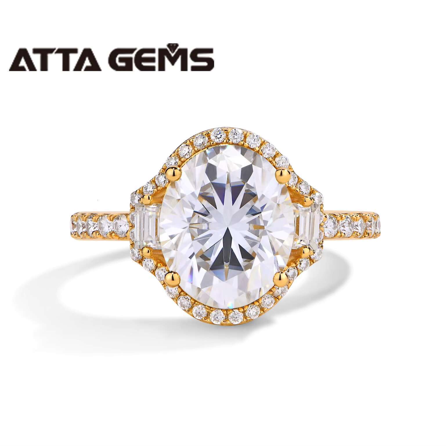 ATTA 5CT Oval Cut Moissanite Solitaire Ring for Women D Color Diamond Ring S925 Sliver 10K 14K 18K Gold Wedding Ring