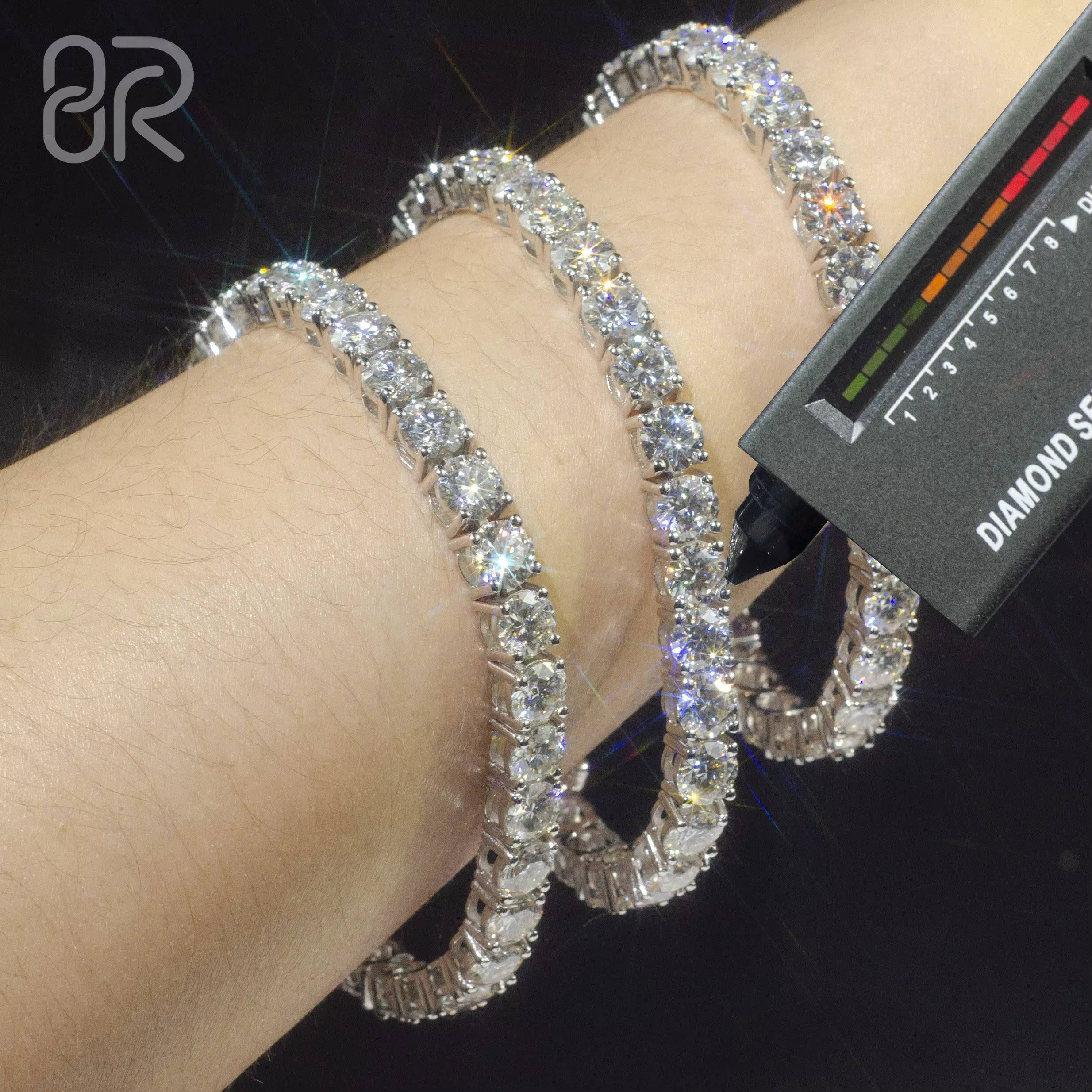 3mm 8inch VVS Silicon Tennis Bracelet Factory Round Brilliant Cut Pearlescent Sier Fine Jewelry Chain