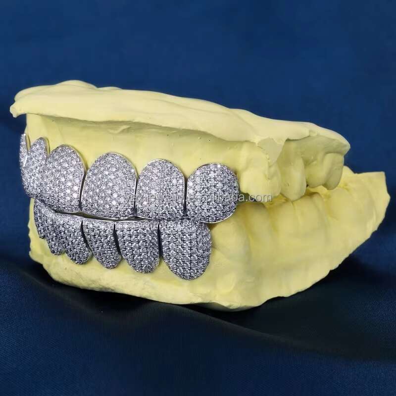 Custom TOP 6 and BOTTOM6 S925 Silver 10K 14K Solid Gold Grillz Iced Out VVS Moissanite Lab Grown Diamond Grillz for Men Women