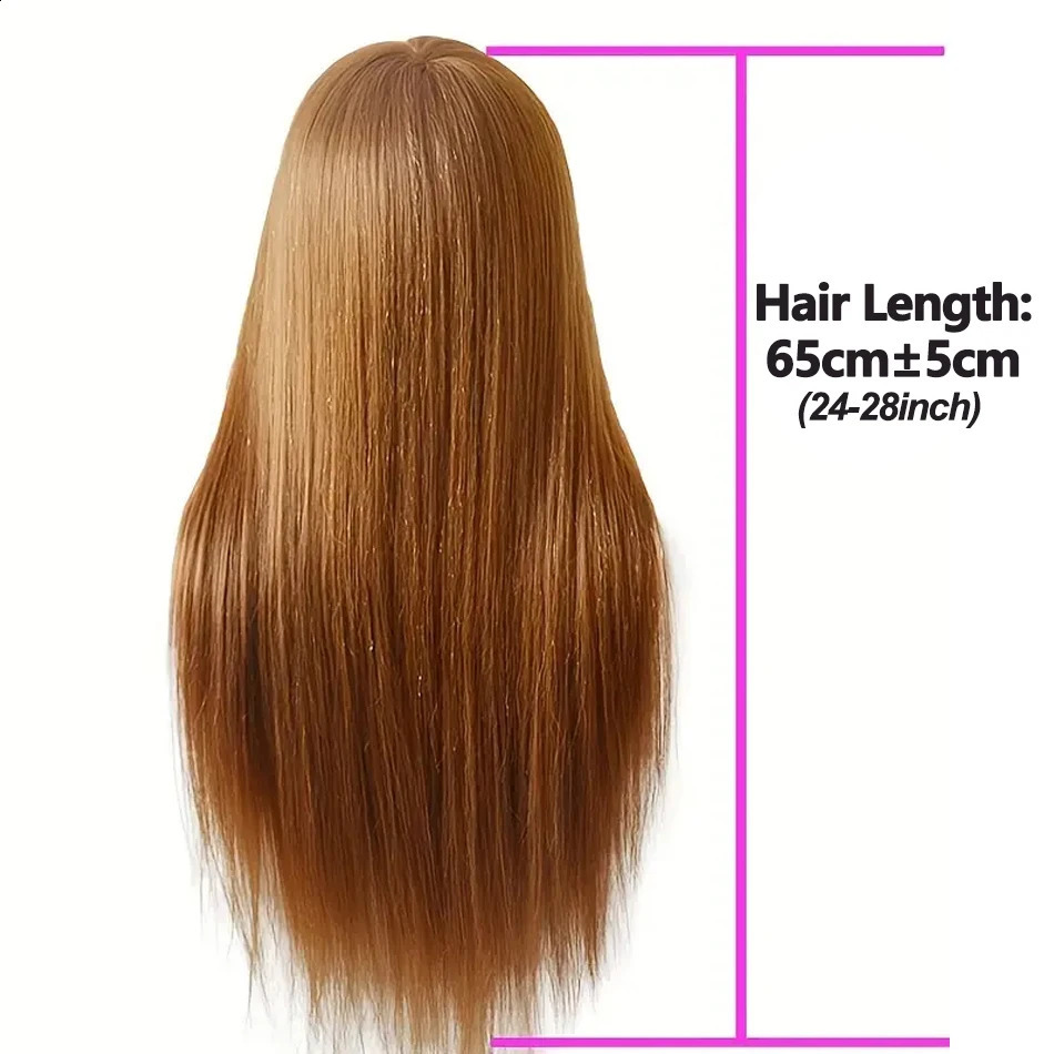 Long Synthetic Fiber Hair Mannequin Head With Free Clamp Stand Hairdresser Training Manikin Cosmetology Doll Head For DIY Braid 250529