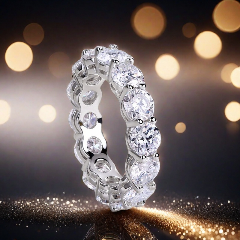 D color VVS1 0.5CT Moissanite band ring S925 sterling silver full circle Moissanite band ring Fashionable individual best-selling style jewelry band r