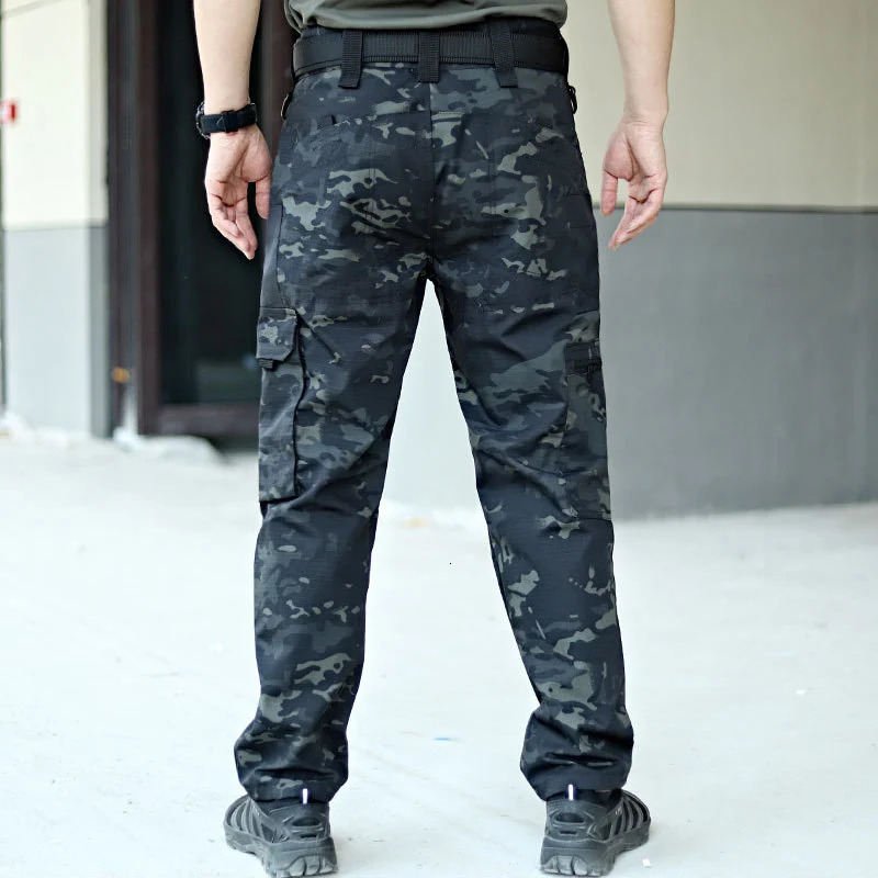 Mens Tactical Pants City Casual Cargo Trousers Waterproof Multi-pocket Wear-Resistant Outdoor Training Work Male Trousers 250528