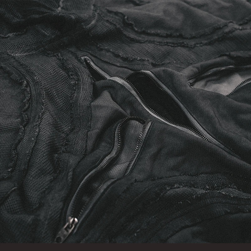 Waste Soil Style Geometric Irregular Splicing Hoodies Jacket Washed Frayed Distressed Rough Edge Hooded Coat Men 250529