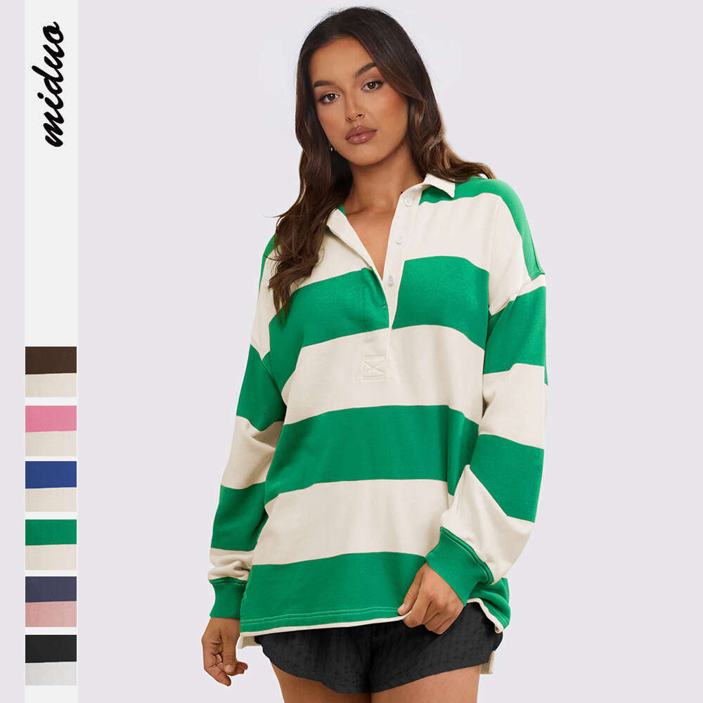 2025 Hot Selling New Women's Fashion Autumn Personality Casual Striped Plus Size Loose Sweatshirt