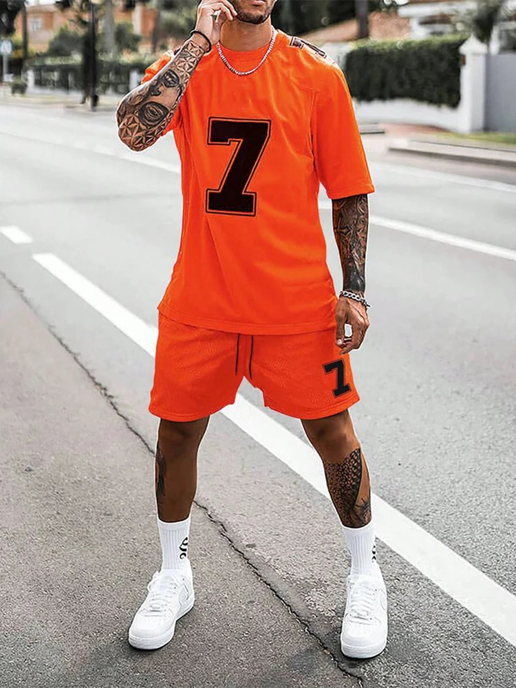 Summer 3D print mens round neck shortsleeved Tshirt shorts suit 2piece highquality casual street cool sports 250530
