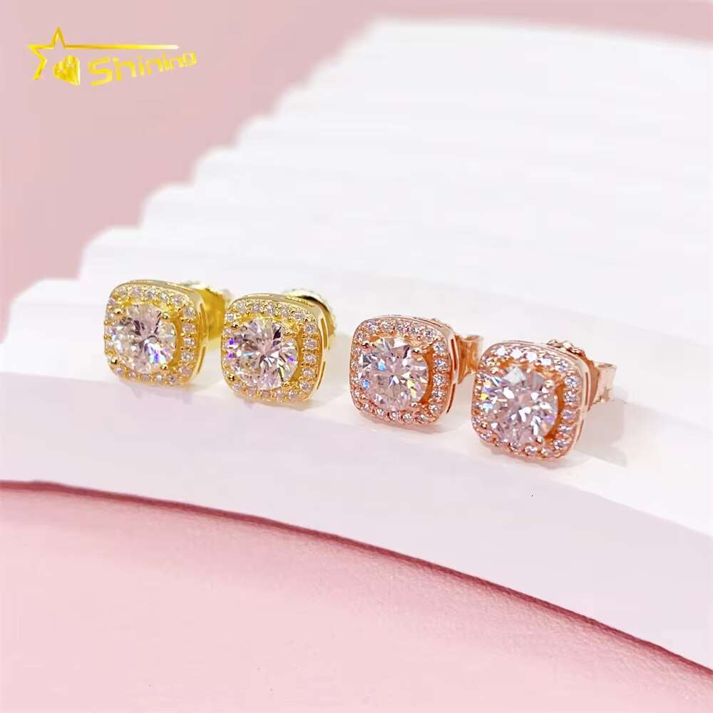 18K Gold Plated Pendant Moissanite Necklace Jewelry Set Italian Gold Plated Earrings Jewelry Sets for Women