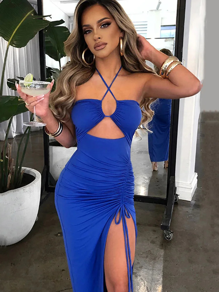 Sleeveless Sexy Female Midi Backless Dresses Slim Night Club Party Womens Dress Bodycon Vestidos Elegantes Para Mujer 250526