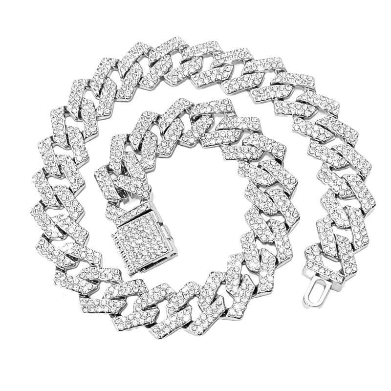 Fashion Gold Collar Cuban Accessories Full Hip Hop Iced Set Miami Men's and Women's Necklace Bracelet
