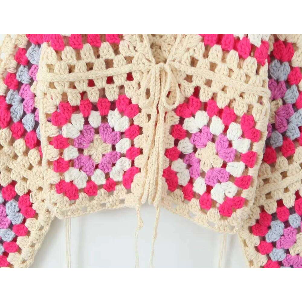 Handmade Crochet Hollow Out Sweater Robe For Women Cardigan Long Sleeve V Neck Oversized Autumn Winter Sweaters Pull Jumper Boho