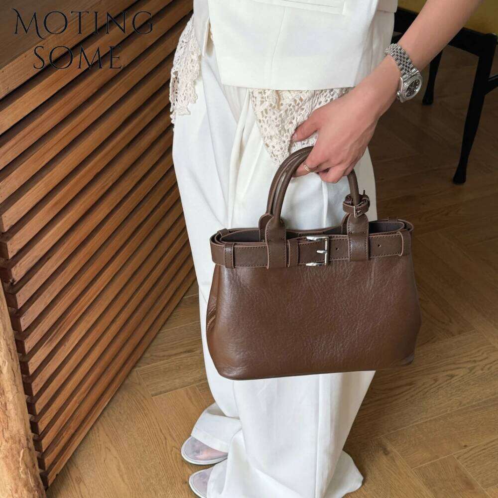 Motingsome Frist Layer Genuine Leather Shoulder Handbag For Women Crossbody Designer Bags Daily Tote Lady Satchel 2025 250514