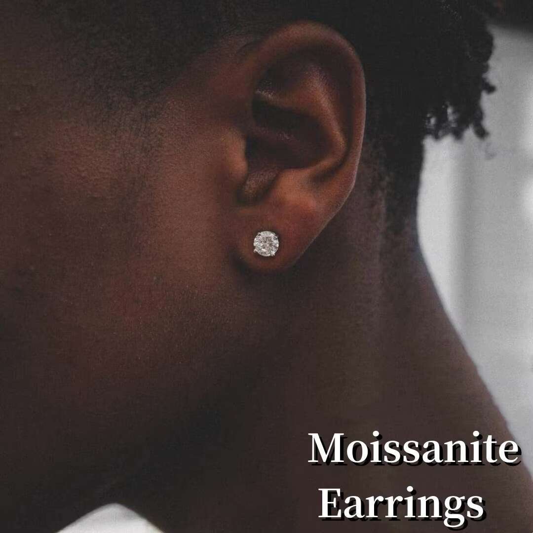 Certified Round Moissanite Stud Earrings Sterling Silver White Gold with Screw Back Pass Diamond Tester Certified