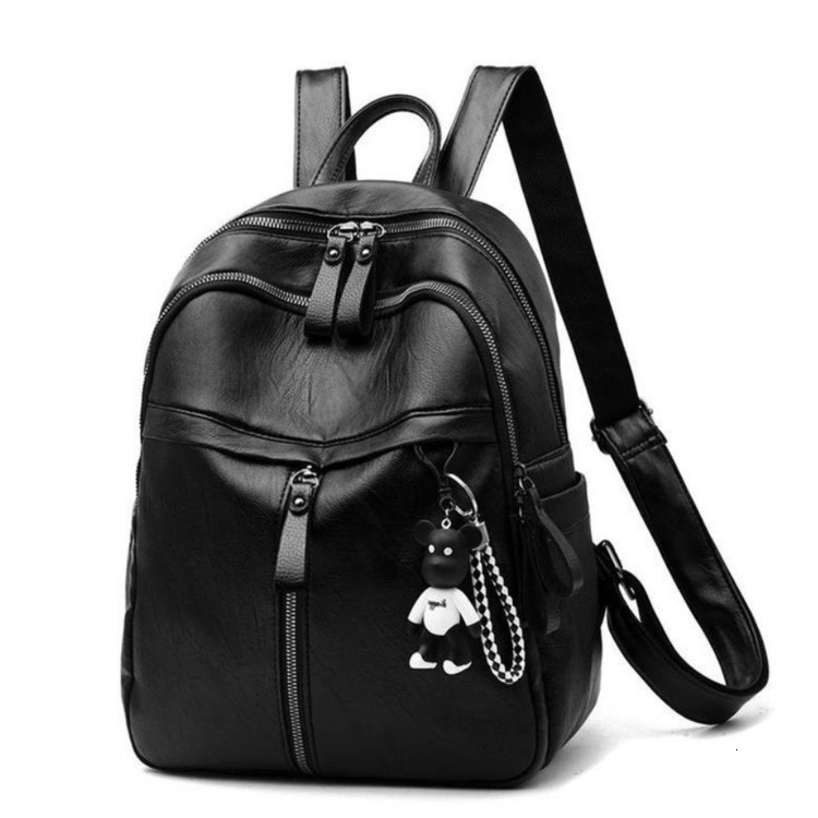 Free Shipping PU Backpack For Women Korean Style Large Capacity Student Schoolbag Designer Bag Trendy Solid Color Soft Outdoors Leather Ladies Backpac
