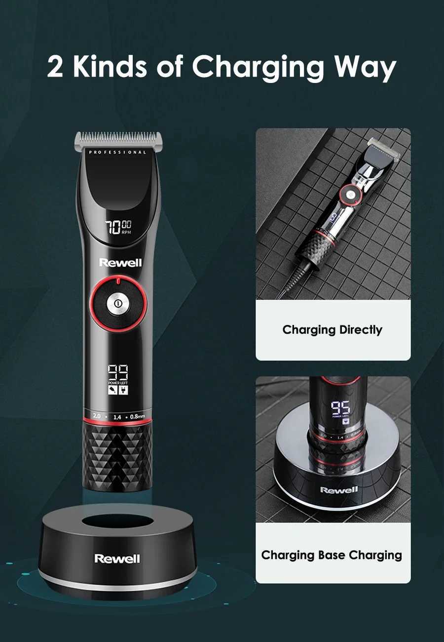 Rewell F29 Professional Hair Trimmer Men Electric Hair Clipper Steel Cutter Barber Salon Hair Cutting Machine 3500mA Battery S2562
