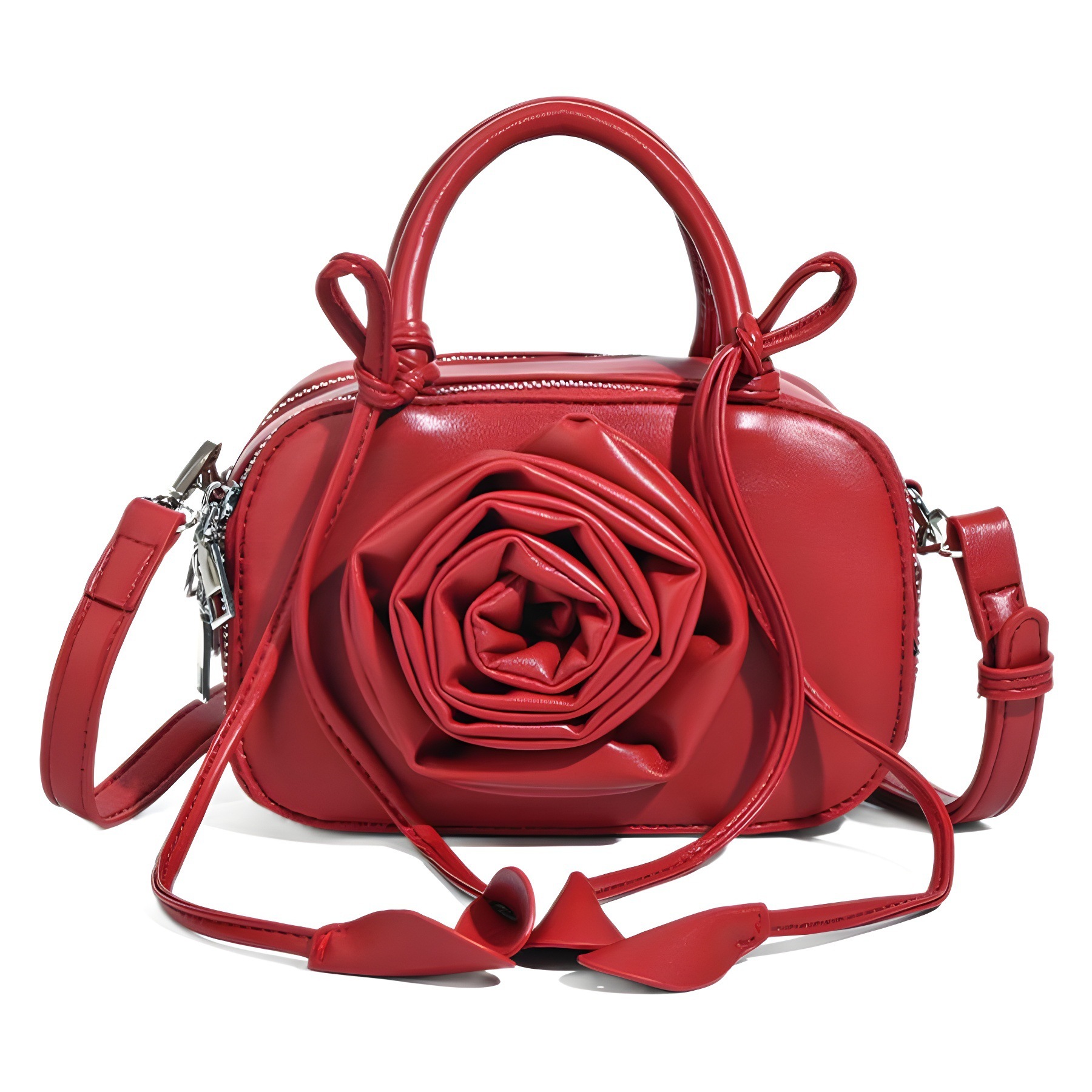 designer Korean Niche Design Rose Flower Handbag 2025 New High-end Socialite Style Single Shoulder Crossbody Small Square Bag