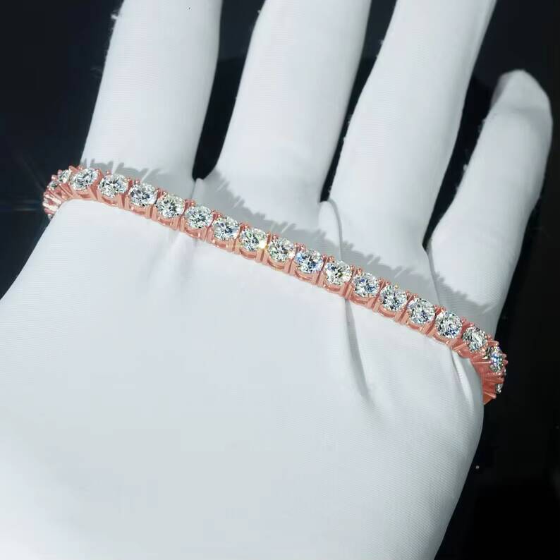 High Quality Sterling Sier Hip Hop Silicon Stone Tennis Chain Bracelet