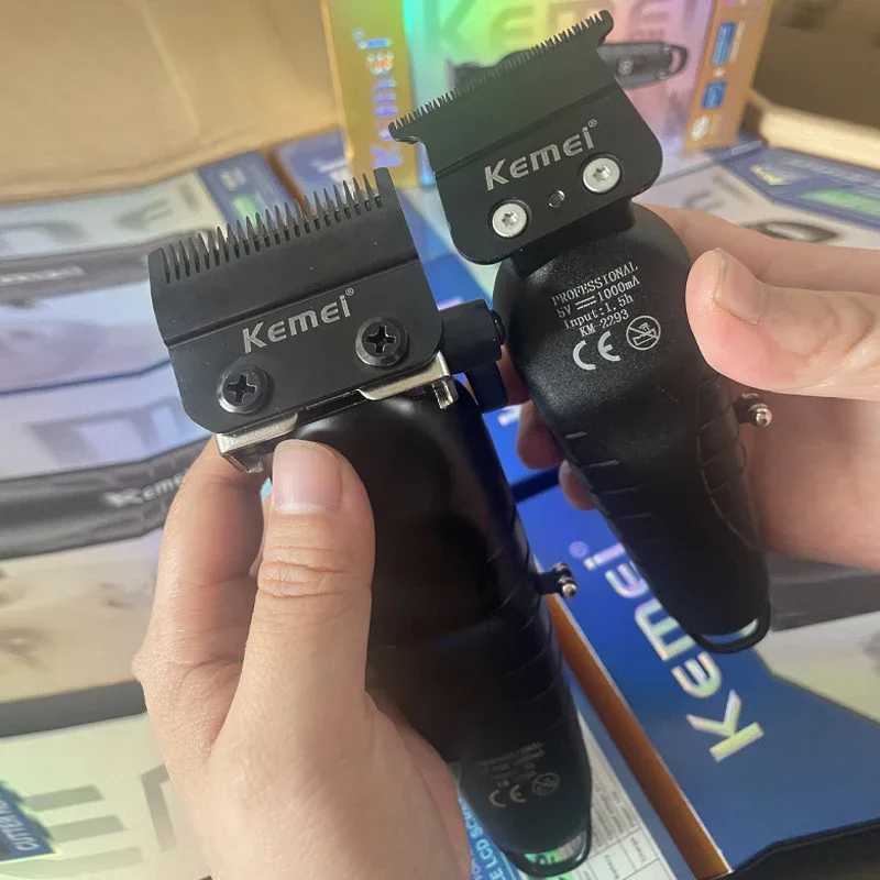 Kemei 2290 2293 Profesional Cordless Hair Clipper Men Barber Fade Clipper And Zero Gapped Trimmer Set Electric Hair Cutting Kit S2562