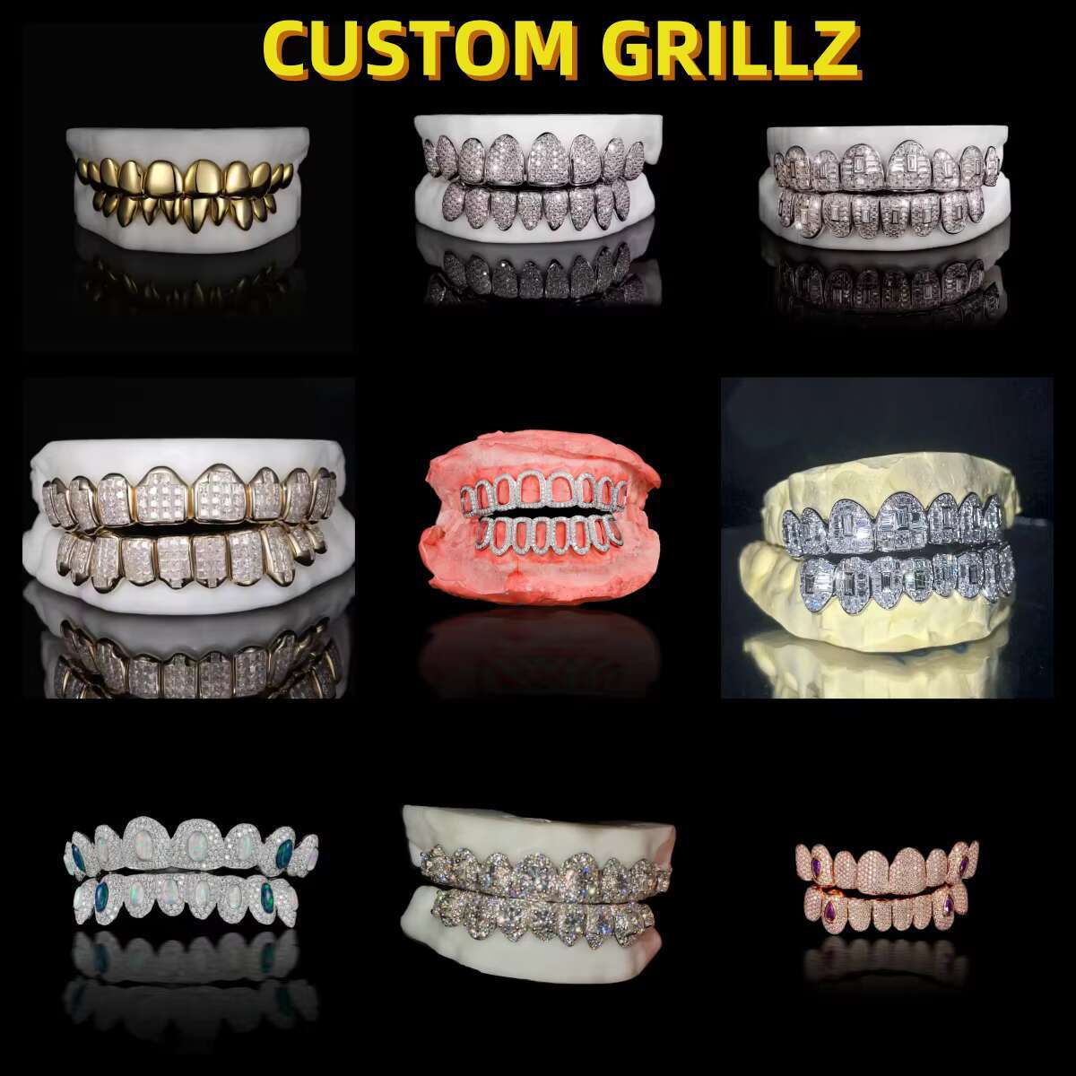 925 Silver Plated 18k Gold with Vvs Moissanite 16 Teeth Custom Grillz Teeth Grillz Diamond Grillz Fashion Jewelry